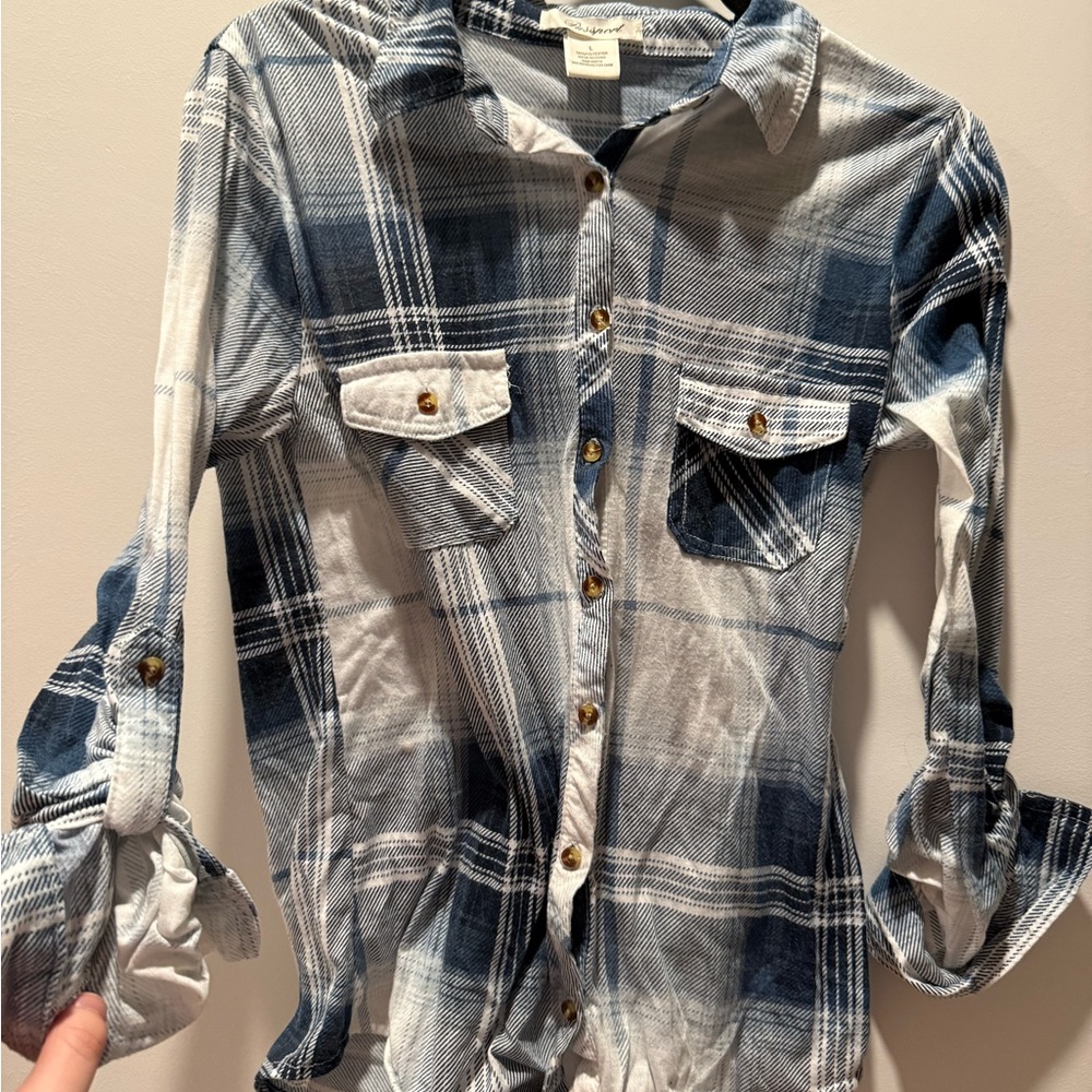 Passport Navy and White Plaid Shirt